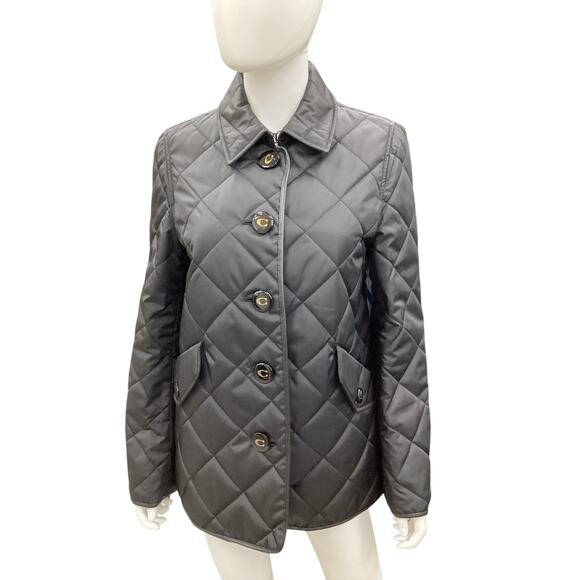 Coach Jacket Women’s Size M Quilted Logo Buttons Pockets Well Made &Classy Black - Picture 1 of 7